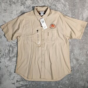 Columbia Sportswear Trap Skeet League Fort Worth Button Up Shirt Mens XL Tan